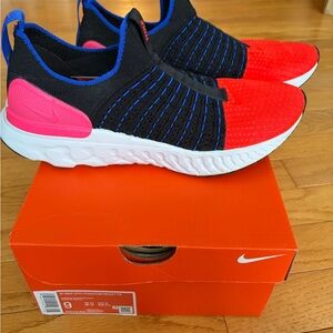 Nike Womens Slip-On Sneakers in Black, Red & Pink